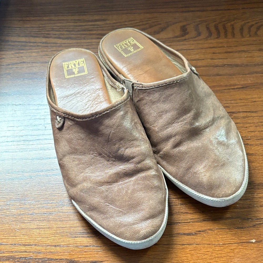 Frye Brown Leather Mules